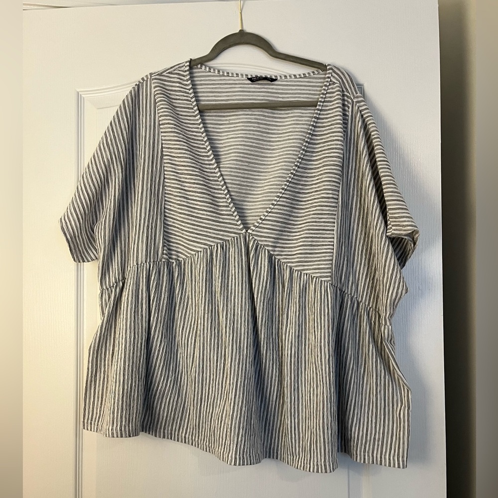 Women's Striped Deep V-Neck Top